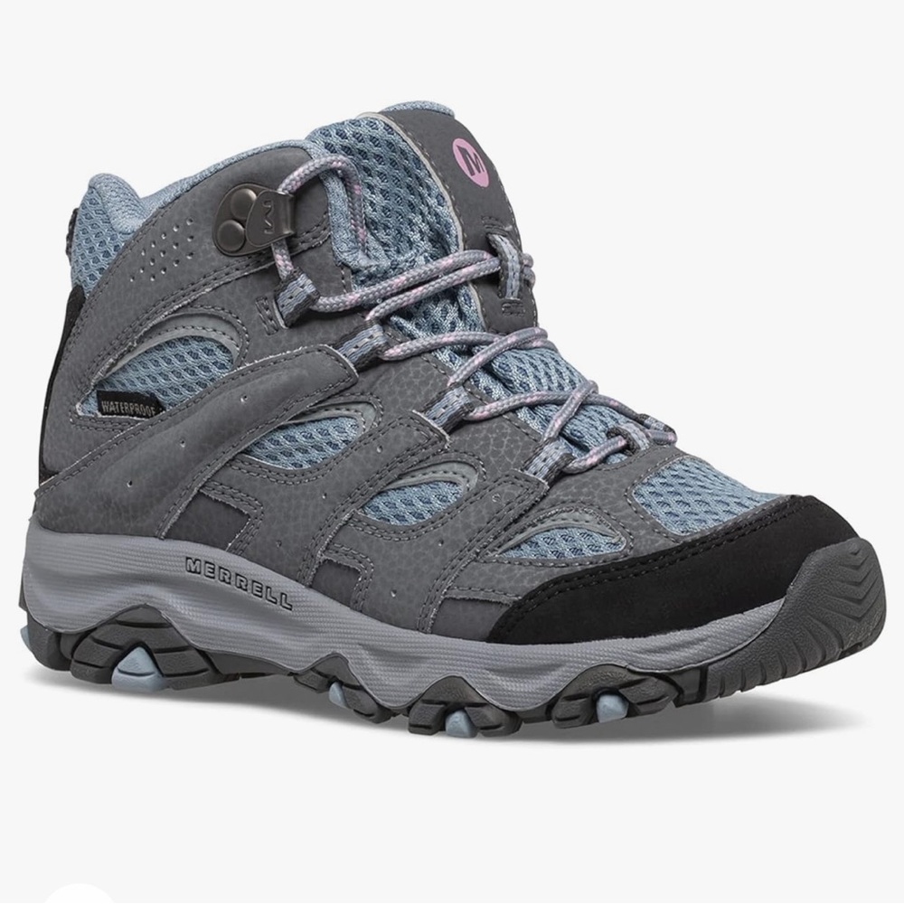 Merrell Shoes Big Kids 3.0M Gray /blue Mid Waterproof Boots Moab 2 MK165704